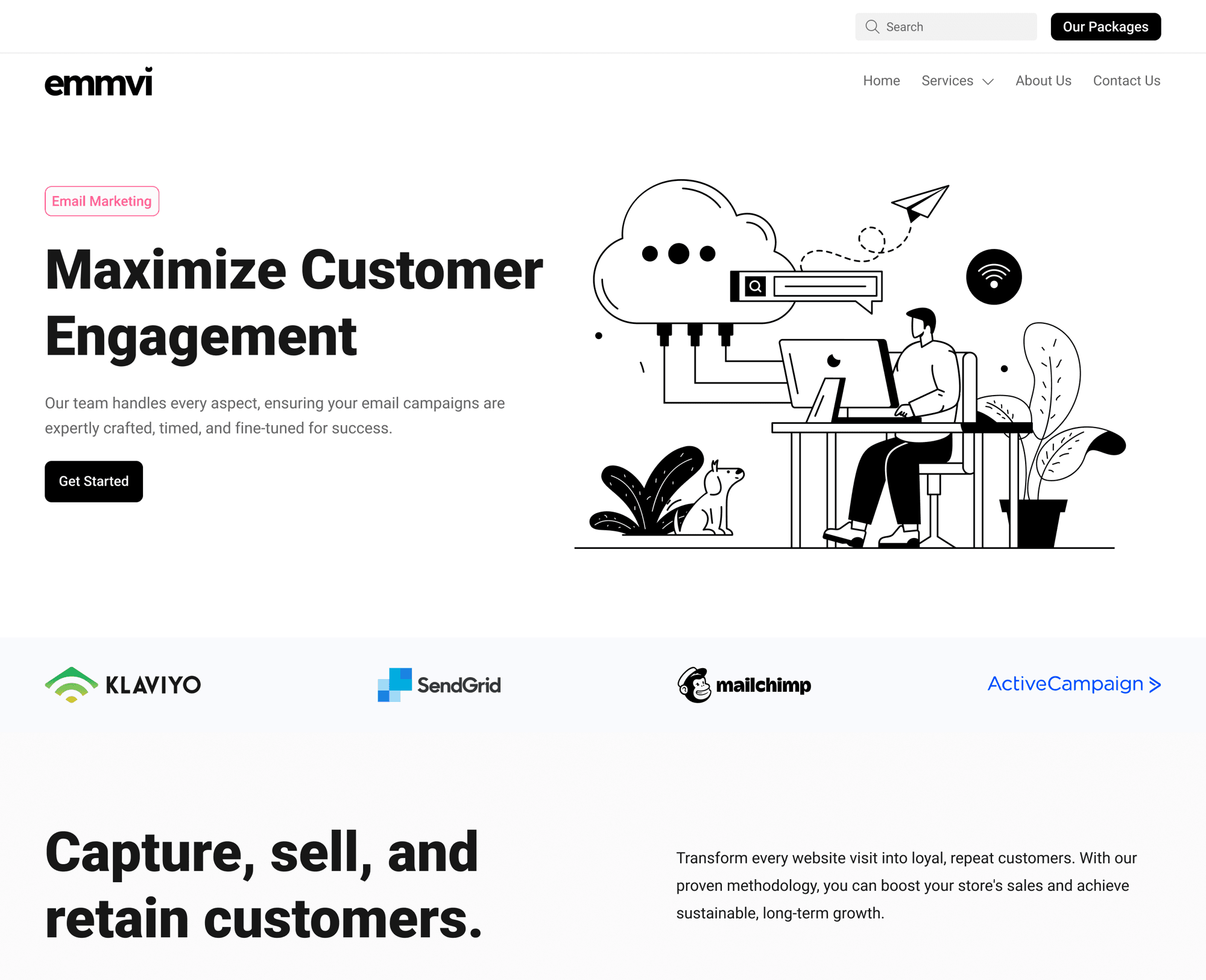 Emmvi email marketing service page
