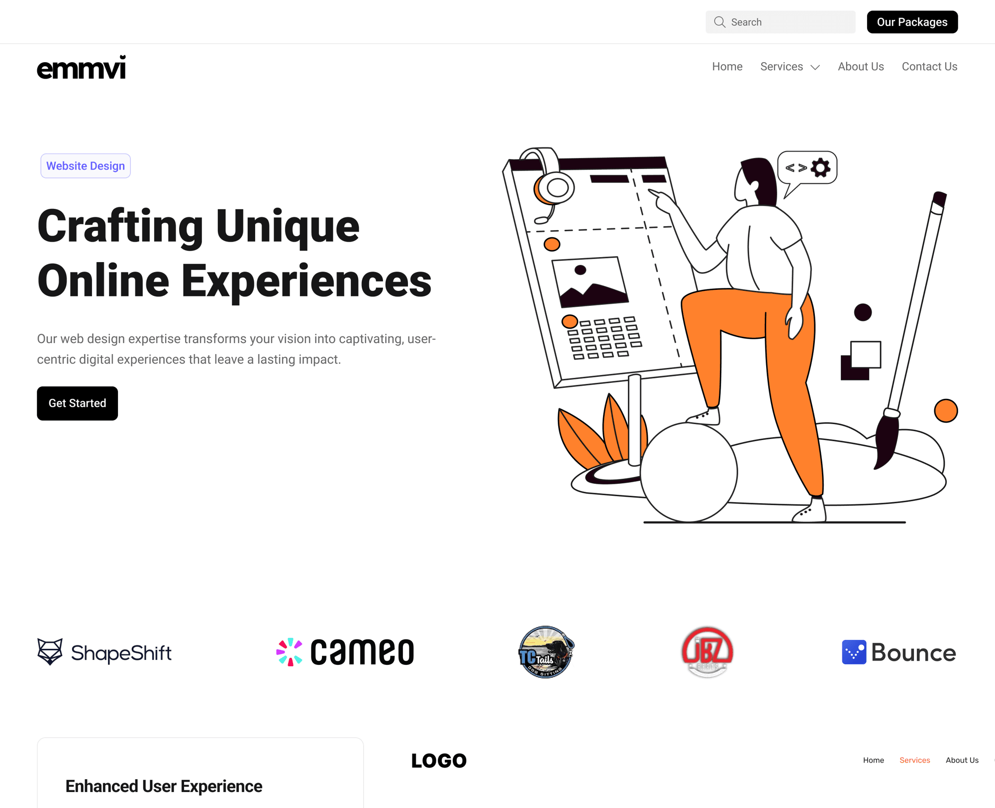 Emmvi website design service page