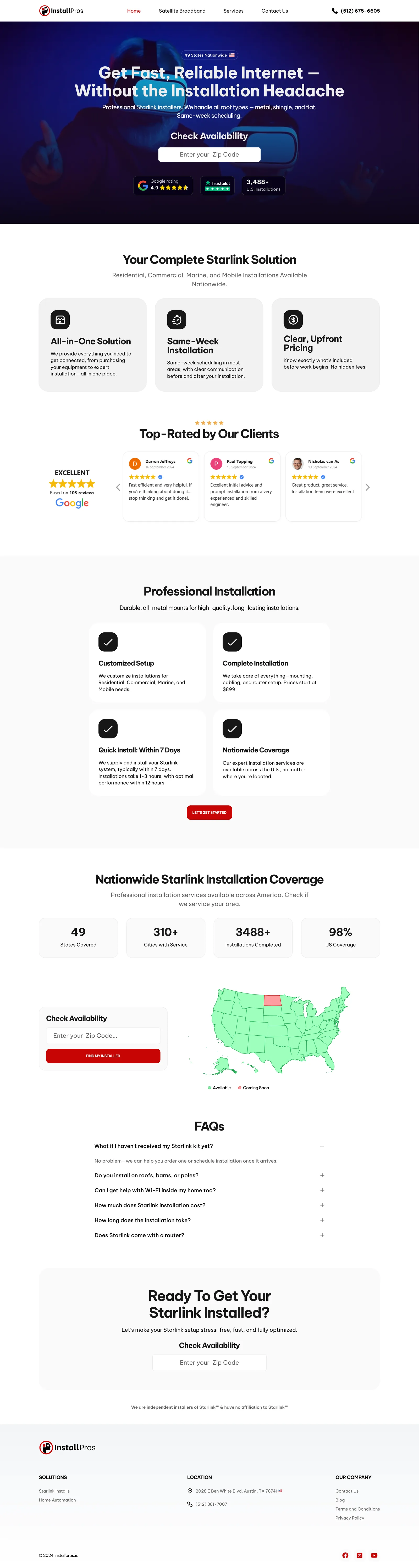 InstallPros U.S. homepage