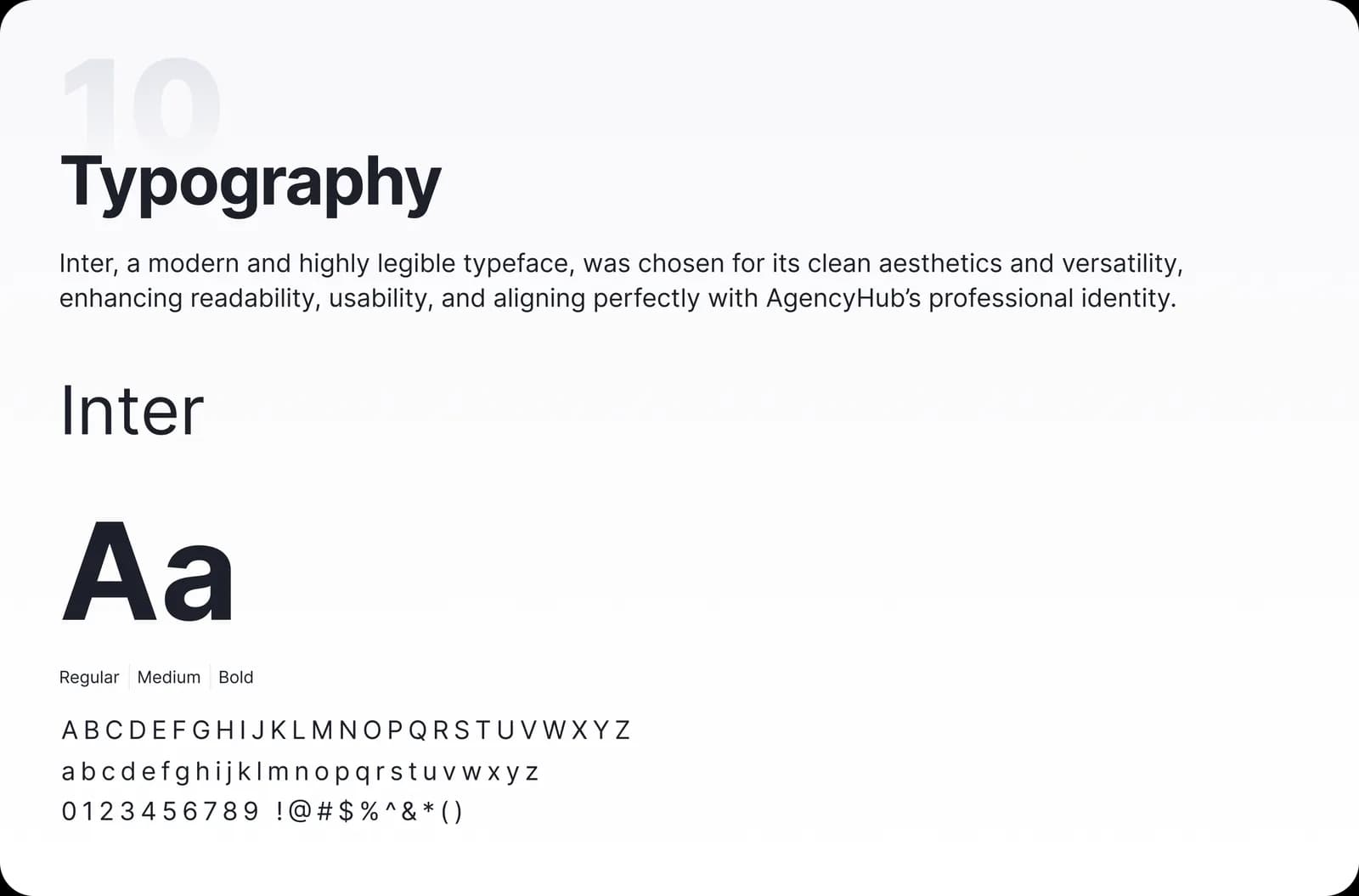 Typography board showing the Inter type system