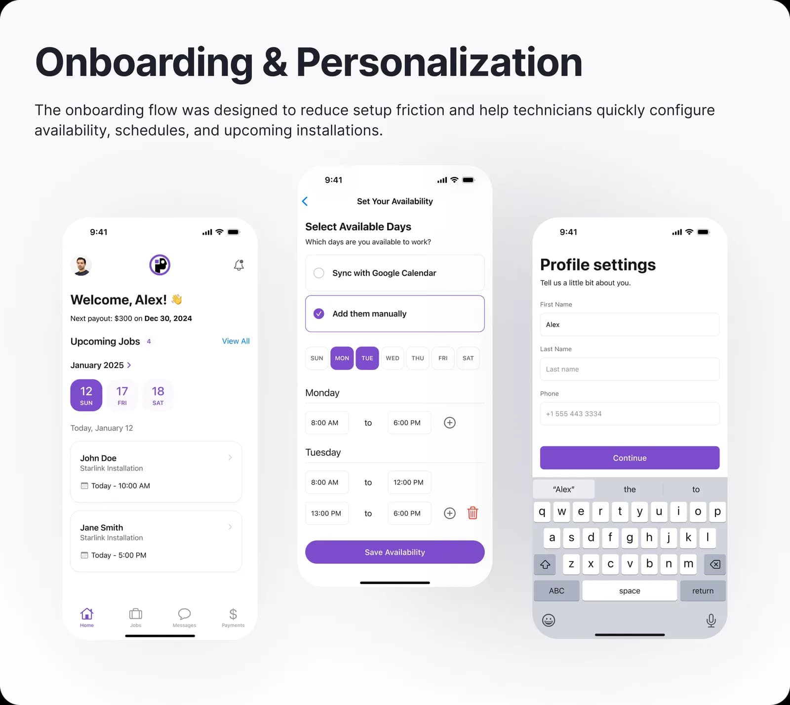 Onboarding and personalization screens