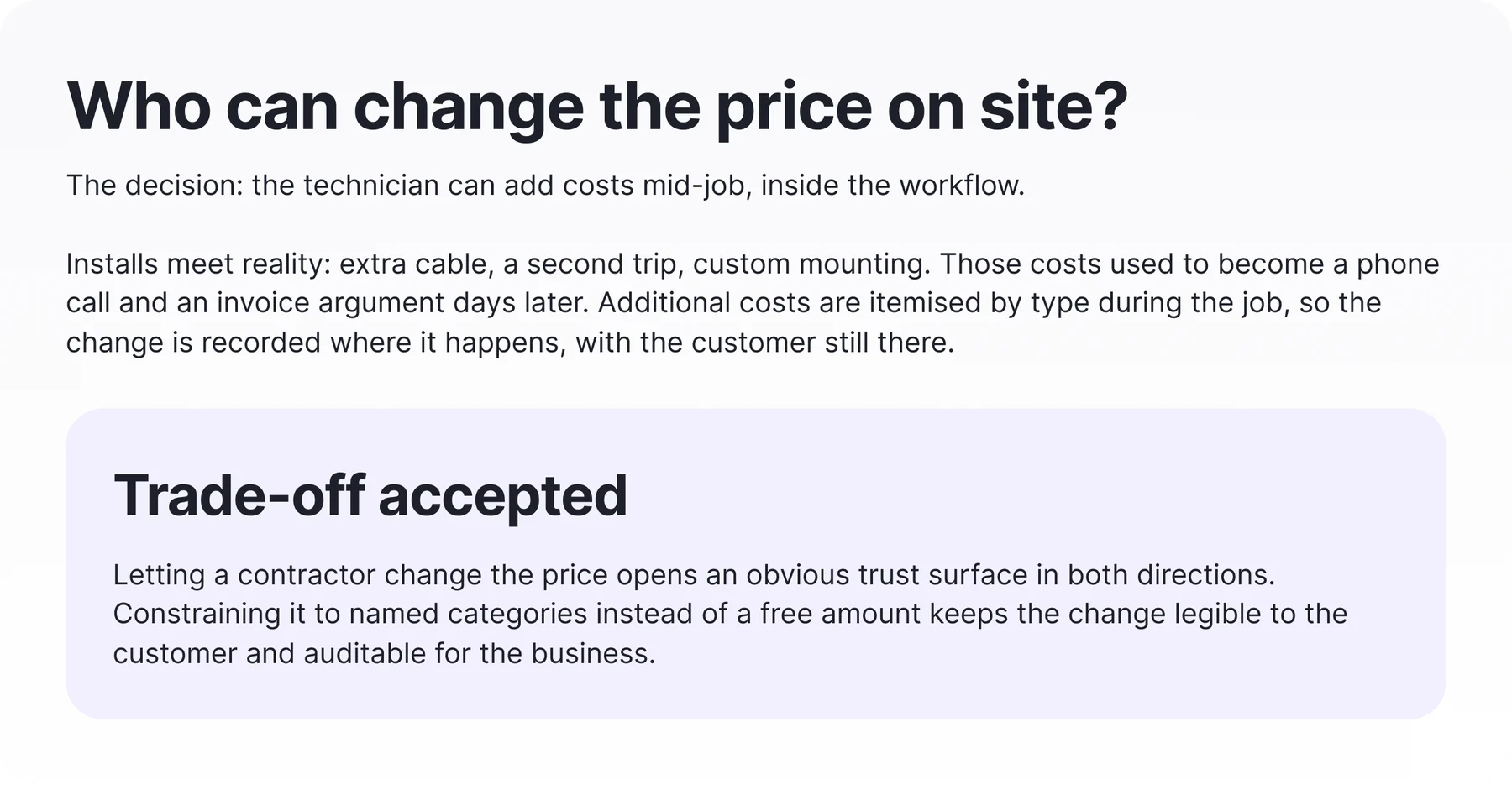 Decision board: who can change the price on site