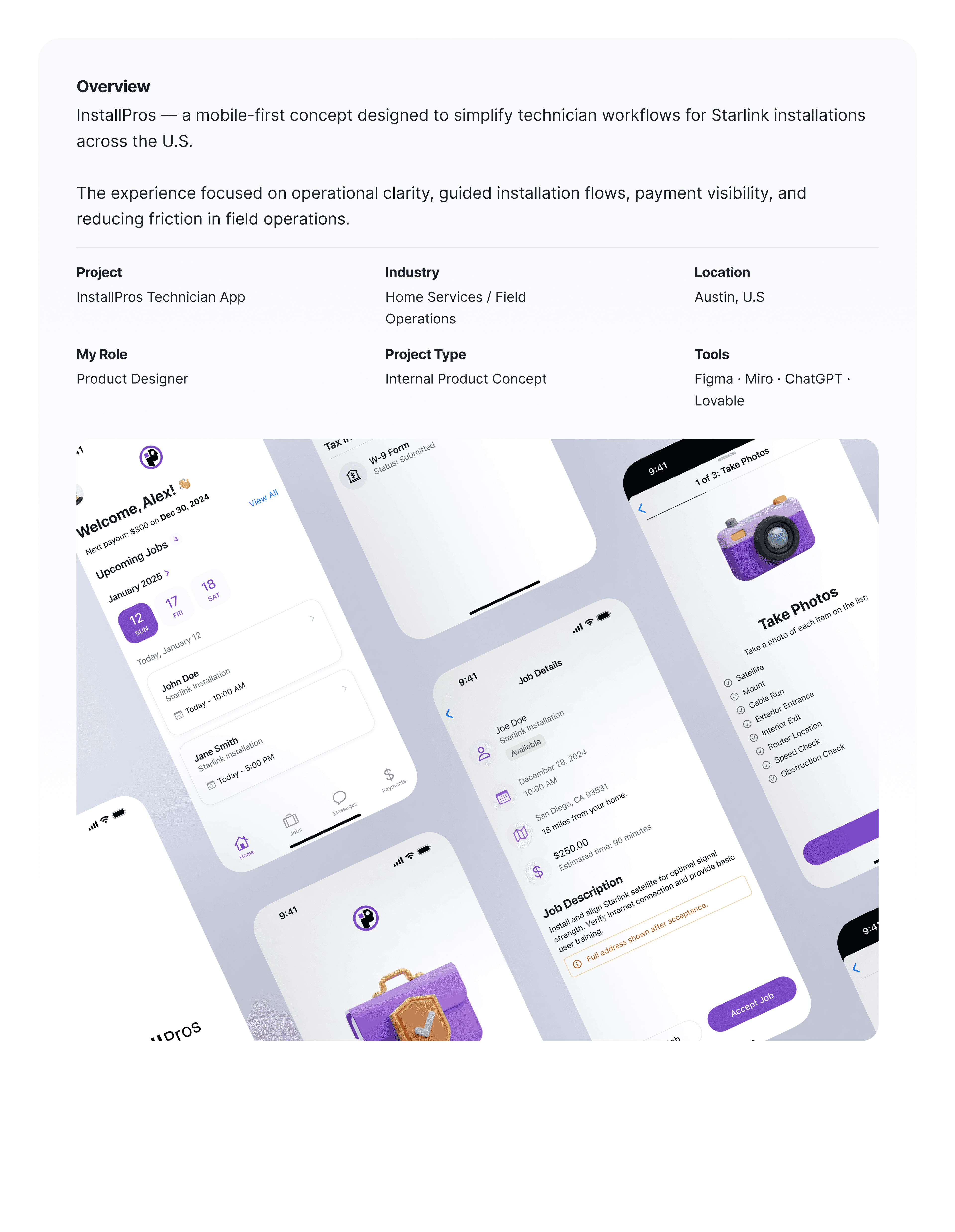 Field Operations Platform home and overview screens