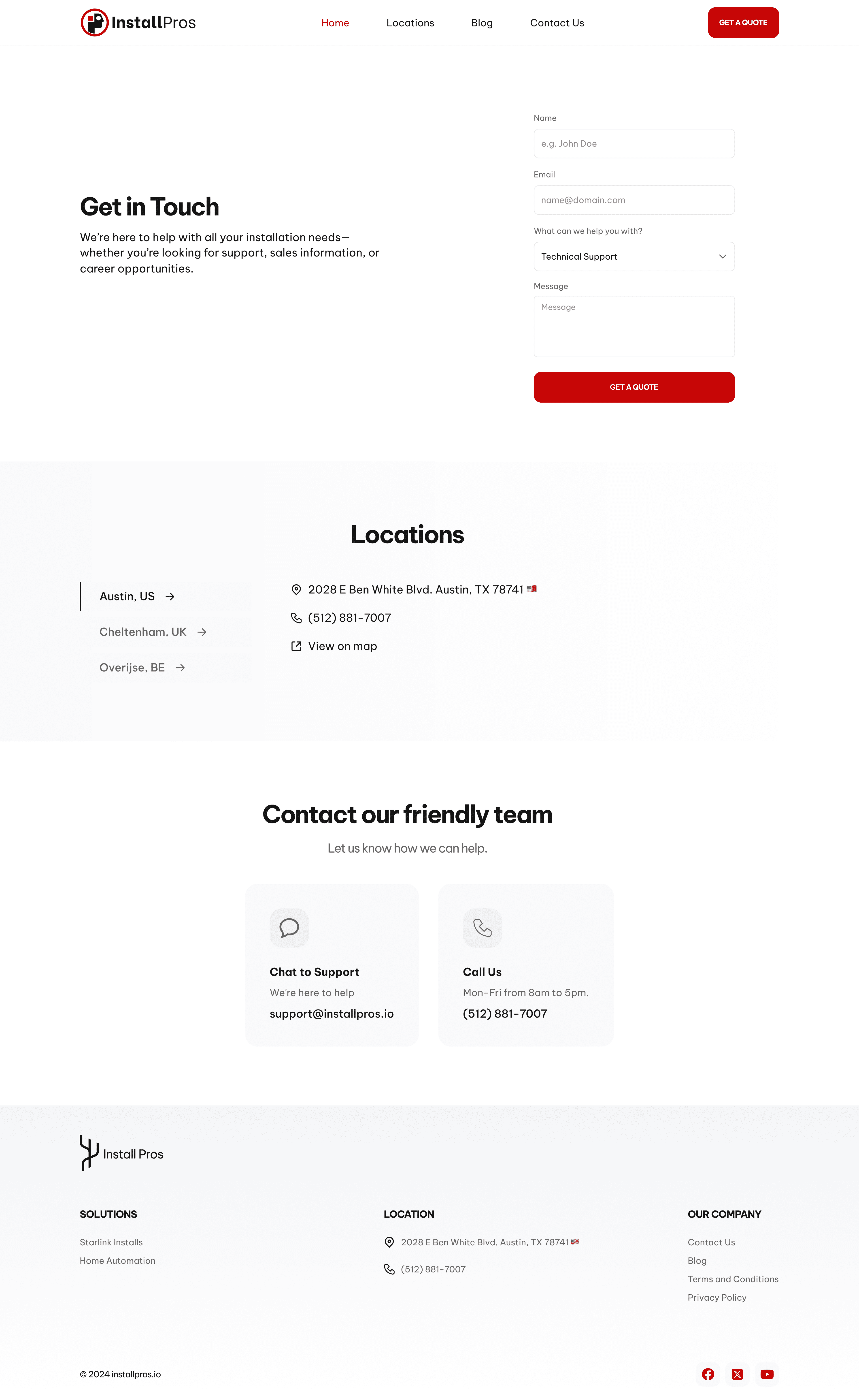 Install Pros contact page redesign